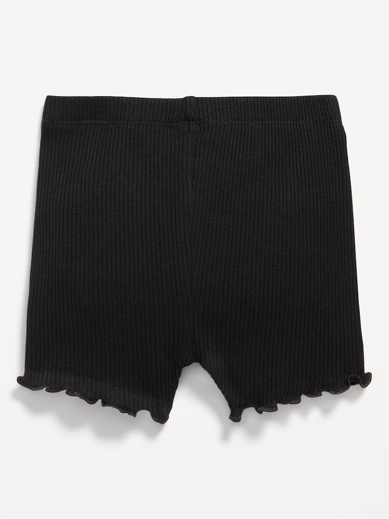 Ribbed Lettuce-Edge Biker Shorts for Baby
