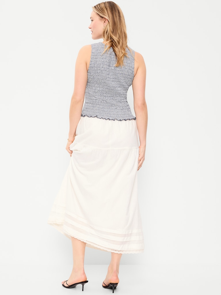 Lace-Trim Maxi Skirt