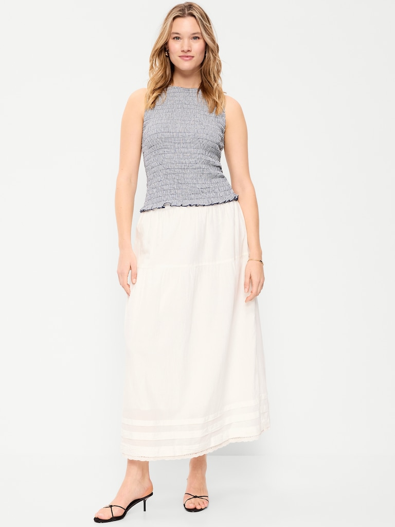 Lace-Trim Maxi Skirt
