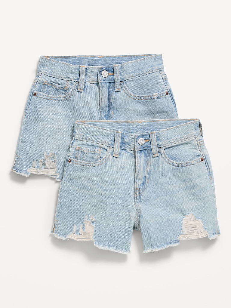 High-Waisted Ripped Frayed-Hem Jean Shorts 2-Pack for Girls