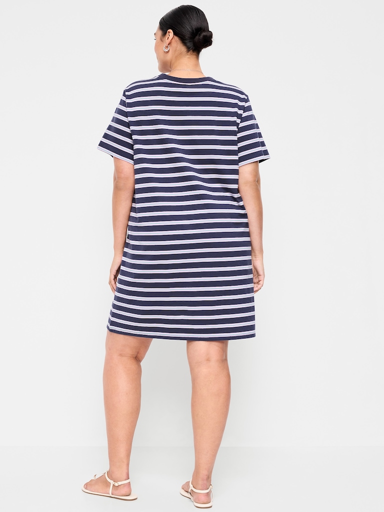 Vintage Crew-Neck Mini T-Shirt Dress