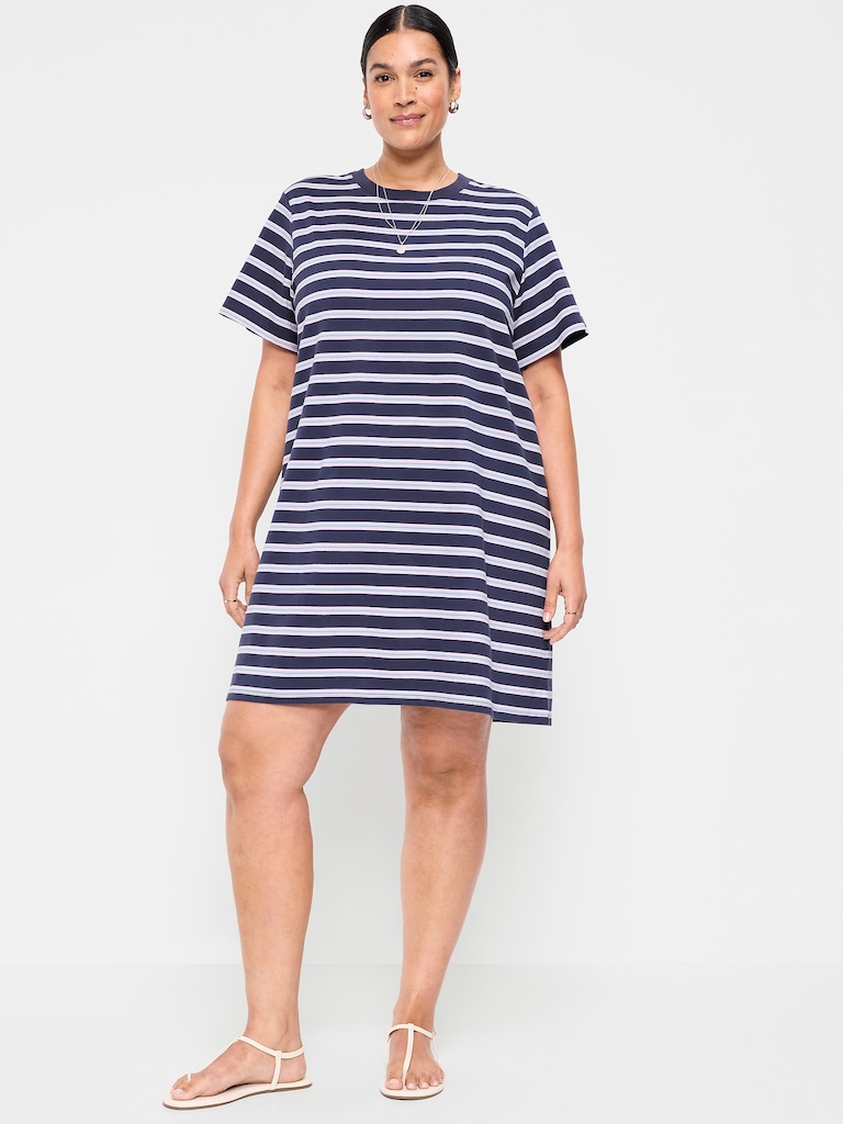 Vintage Crew-Neck Mini T-Shirt Dress