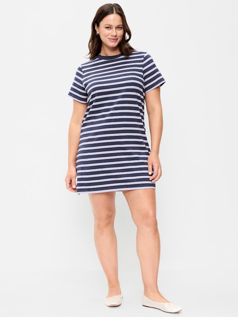 Vintage Crew-Neck Mini T-Shirt Dress