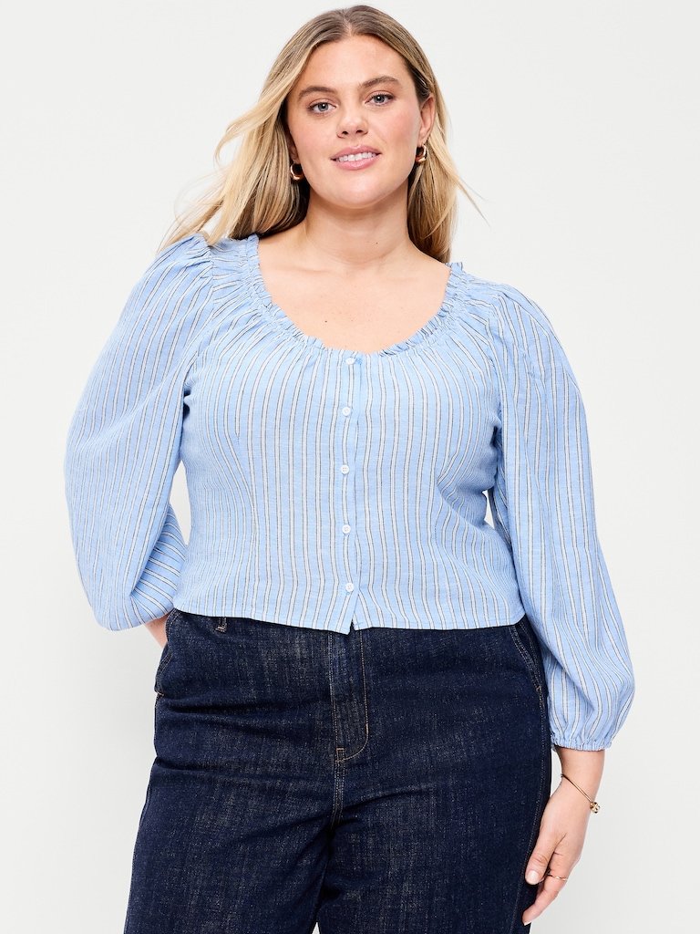 Long-Sleeve Button-Down Top