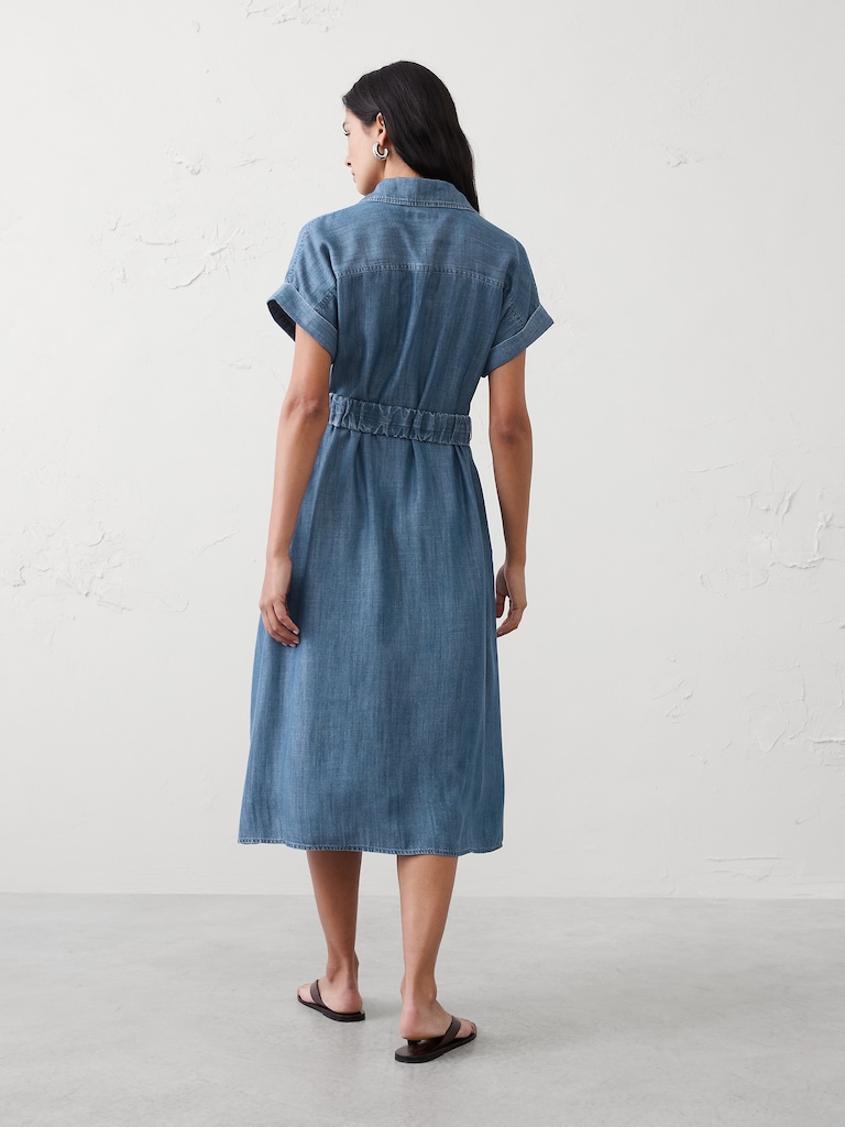Chambray Utility Midi Shirtdress