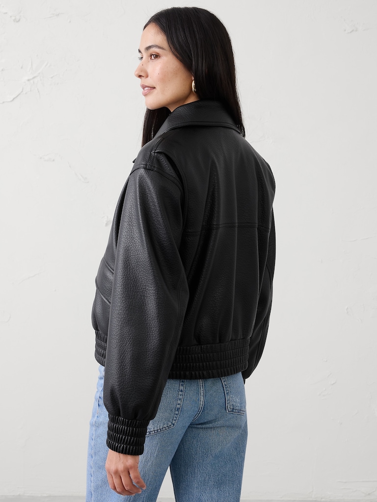 Vegan Leather Bomber Jacket