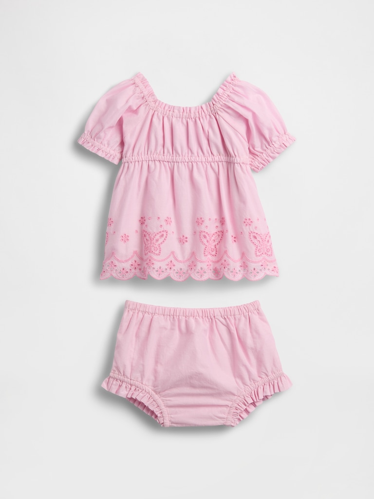 Baby Embroidered Butterfly Outfit Set
