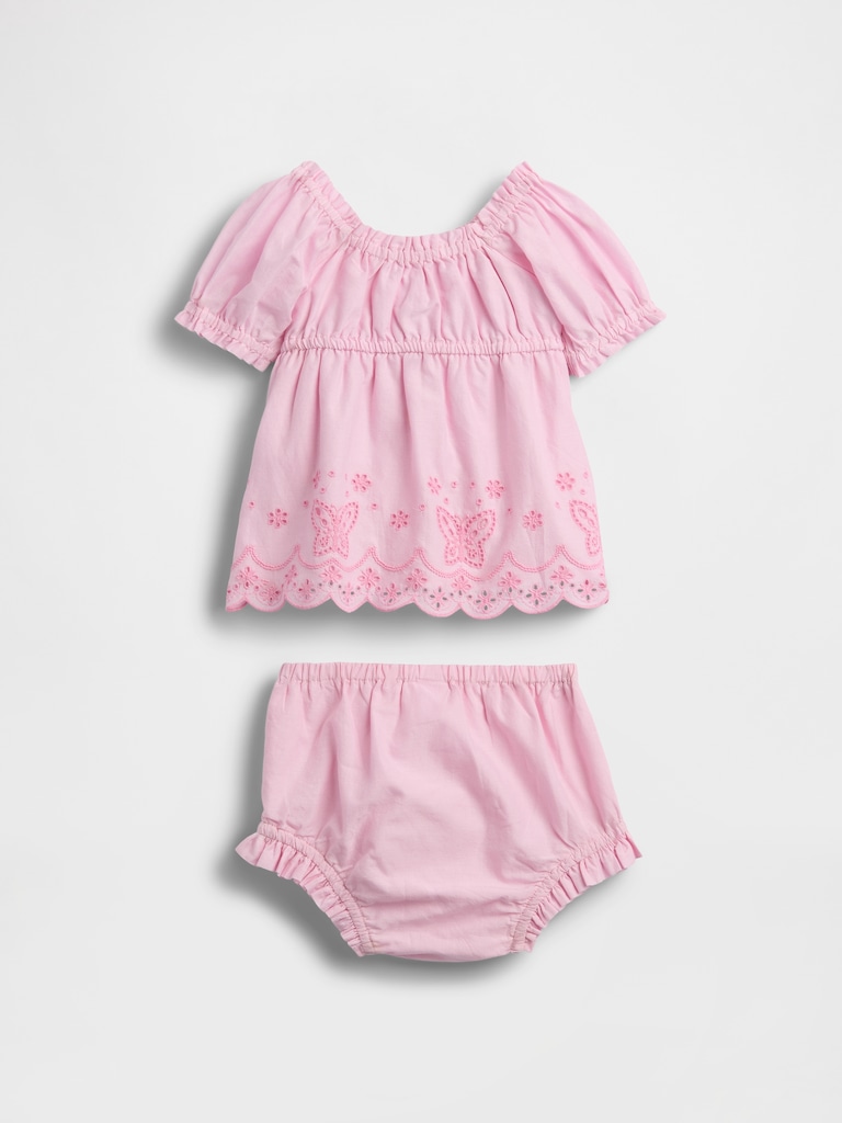 Baby Embroidered Butterfly Outfit Set