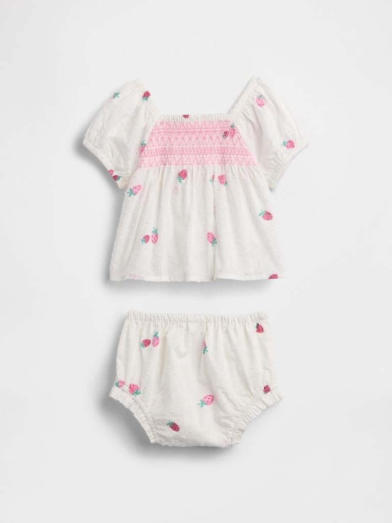 Baby Smocked Strawberry Outfit Set