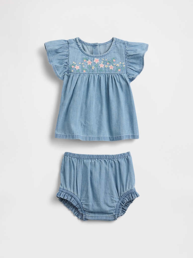 Baby Denim Embroidered Outfit Set