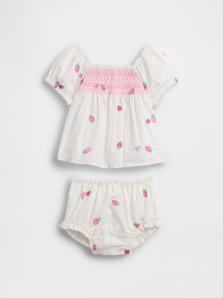 Baby Smocked Strawberry Outfit Set