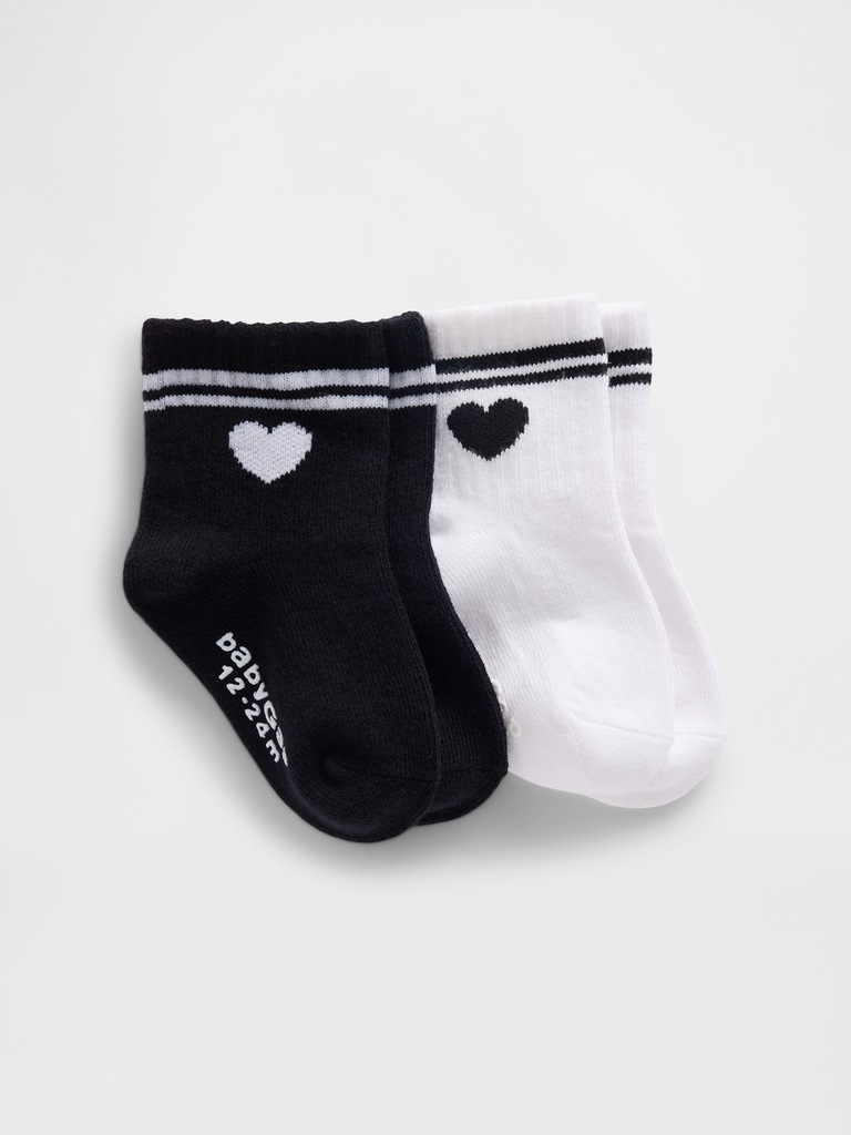 Baby & Toddler Heart Quarter Crew Socks (2-Pack)