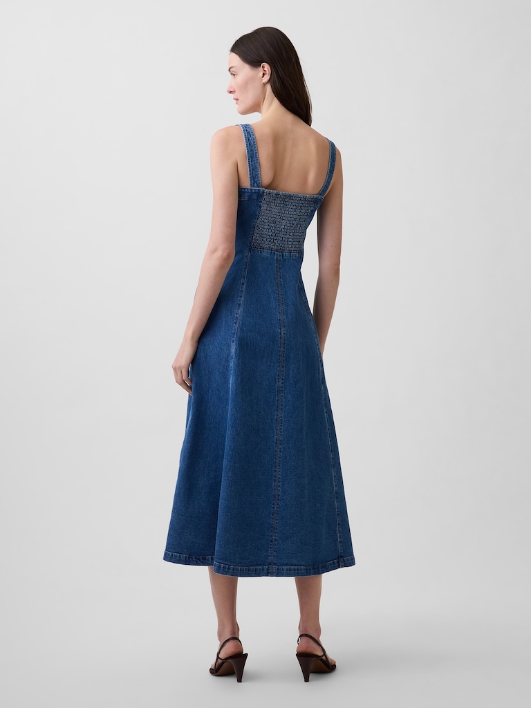 Denim Scoop Neck Maxi Dress