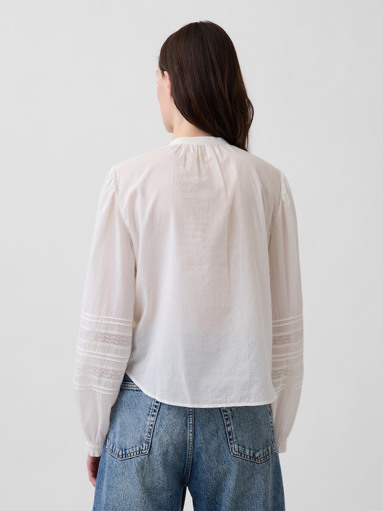 Lace-Trim Pintuck Top