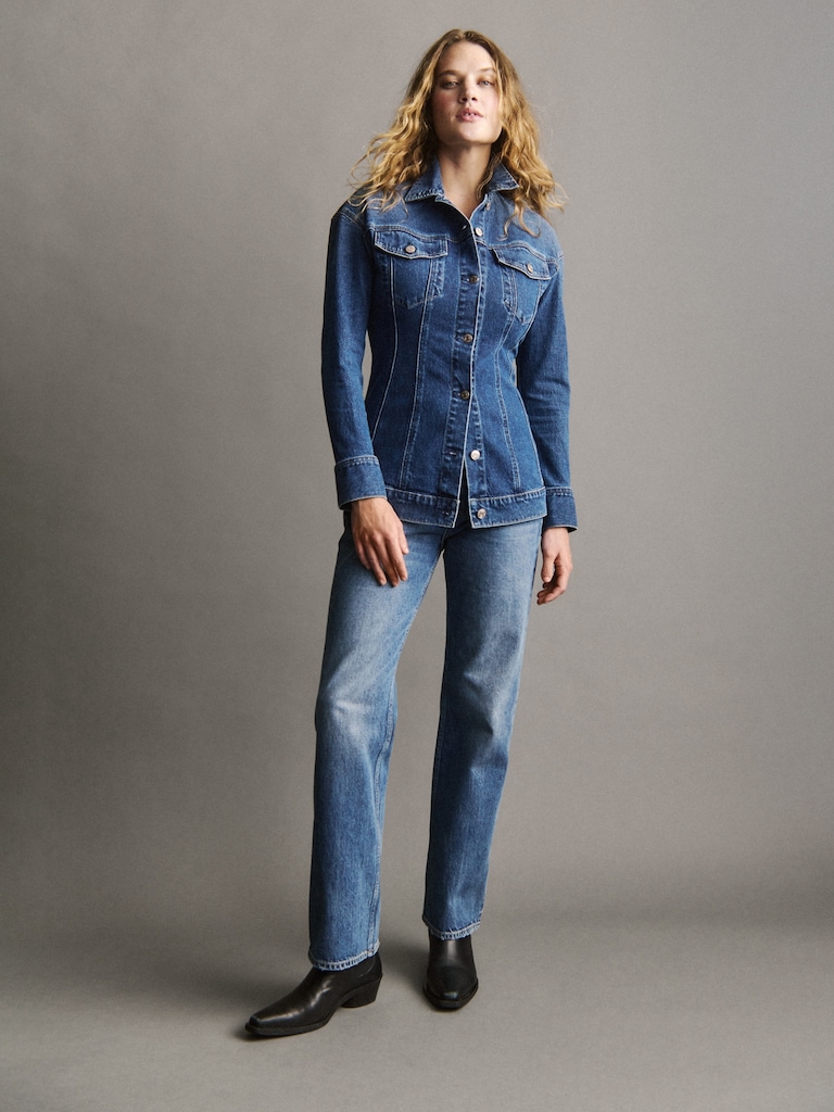 Contoured Longline Denim Jacket