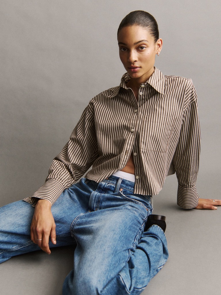Organic Cotton Straight-Hem Crop Shirt