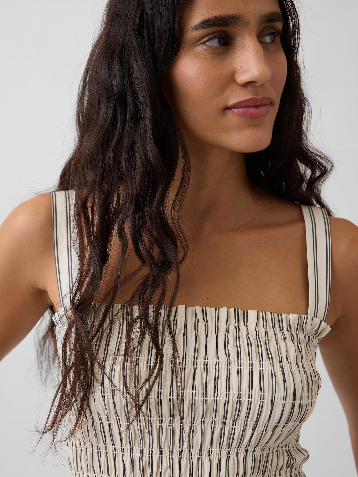 Poplin Smocked Bodice Maxi Dress