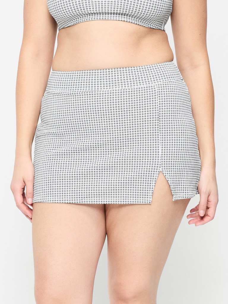 High-Waisted Textured Swim Skirt