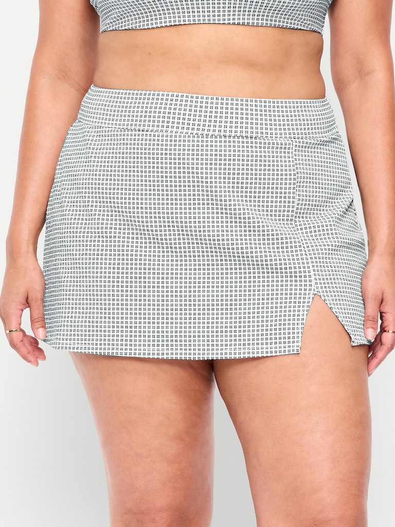 High-Waisted Textured Swim Skirt