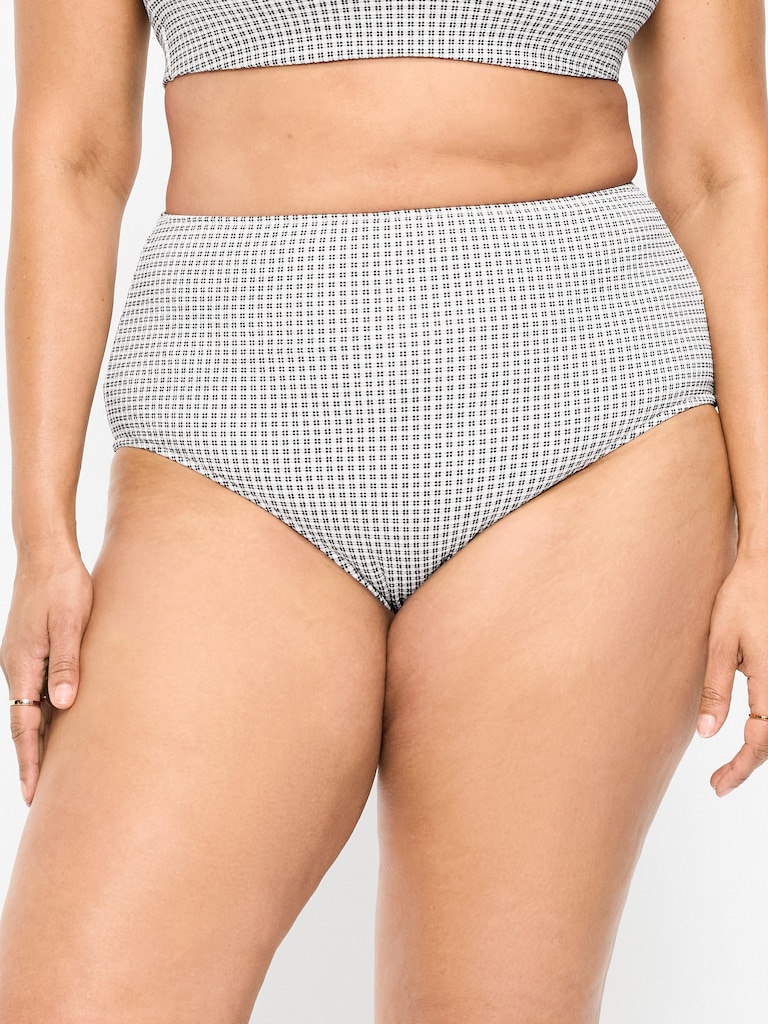 High-Waisted Pique Bikini Swim Bottoms