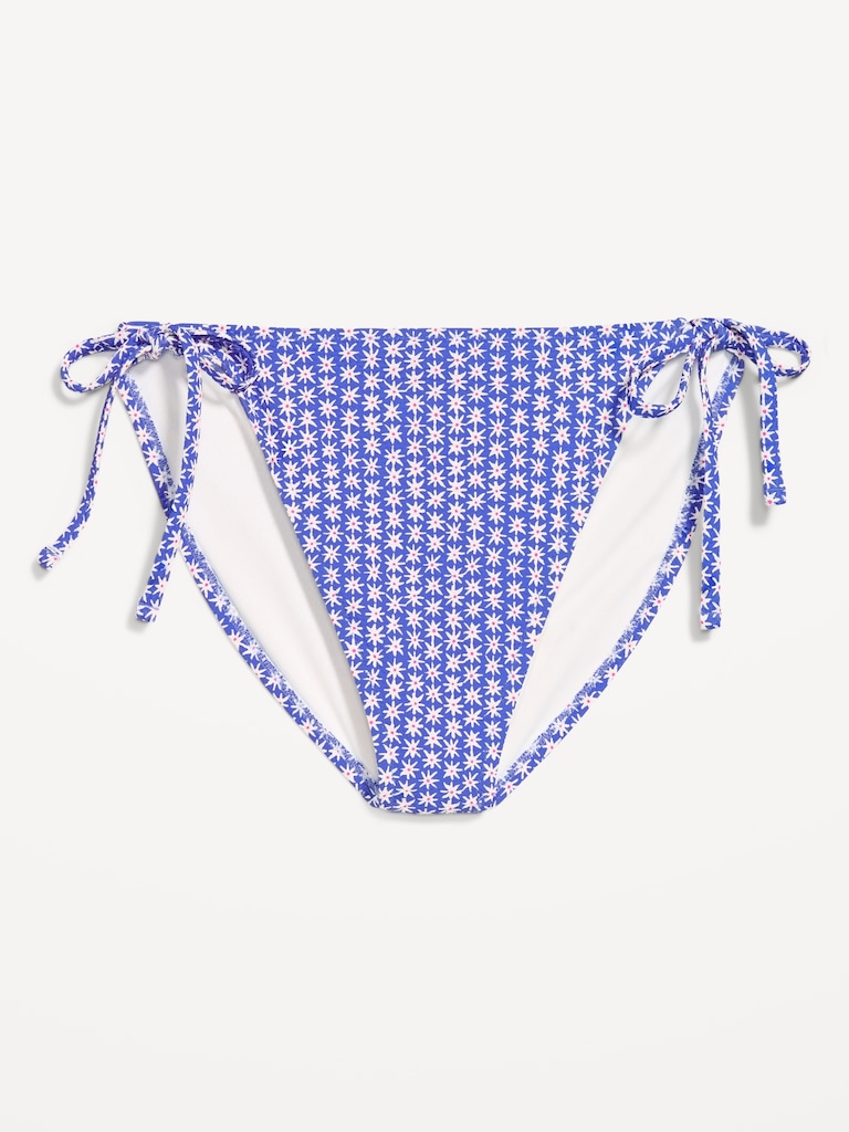 Pique String Bikini Swim Bottoms