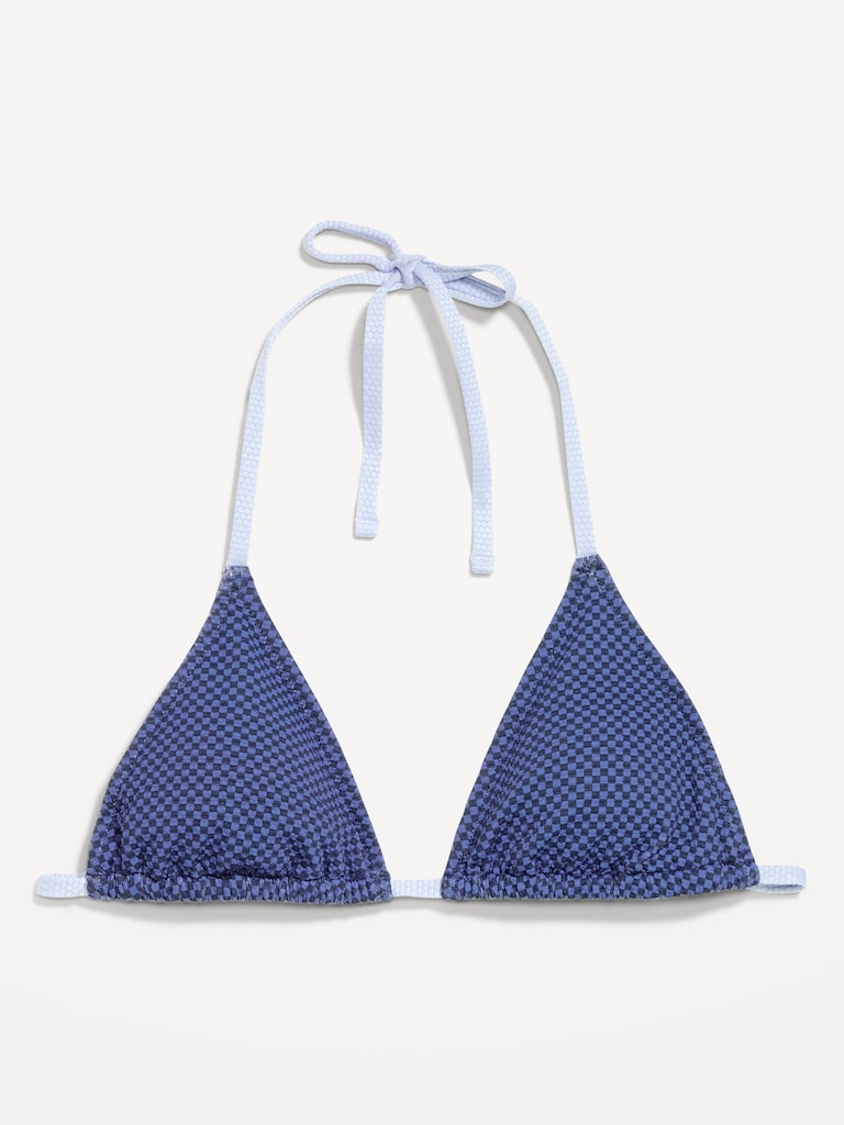 Pique Triangle String Bikini Swim Top