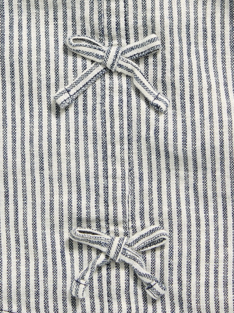 Sleeveless Linen-Blend Bow Top and Pants Set for Toddler Girls