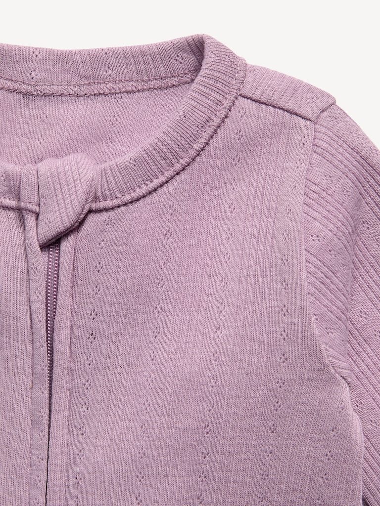 Pointelle-Knit 2-Way-Zip Sleep & Play Footed One-Piece for Baby