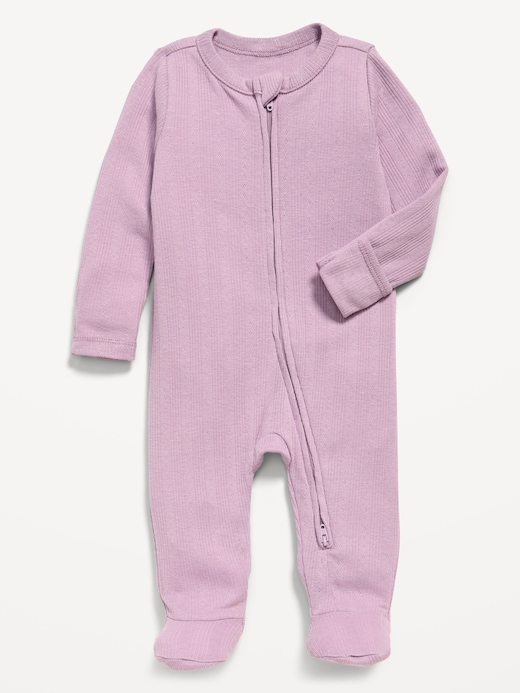Pointelle Pointelle-Knit 2-Way-Zip Sleep & Play Footed One-Piece for Baby on clearance at Old Navy — 40% off