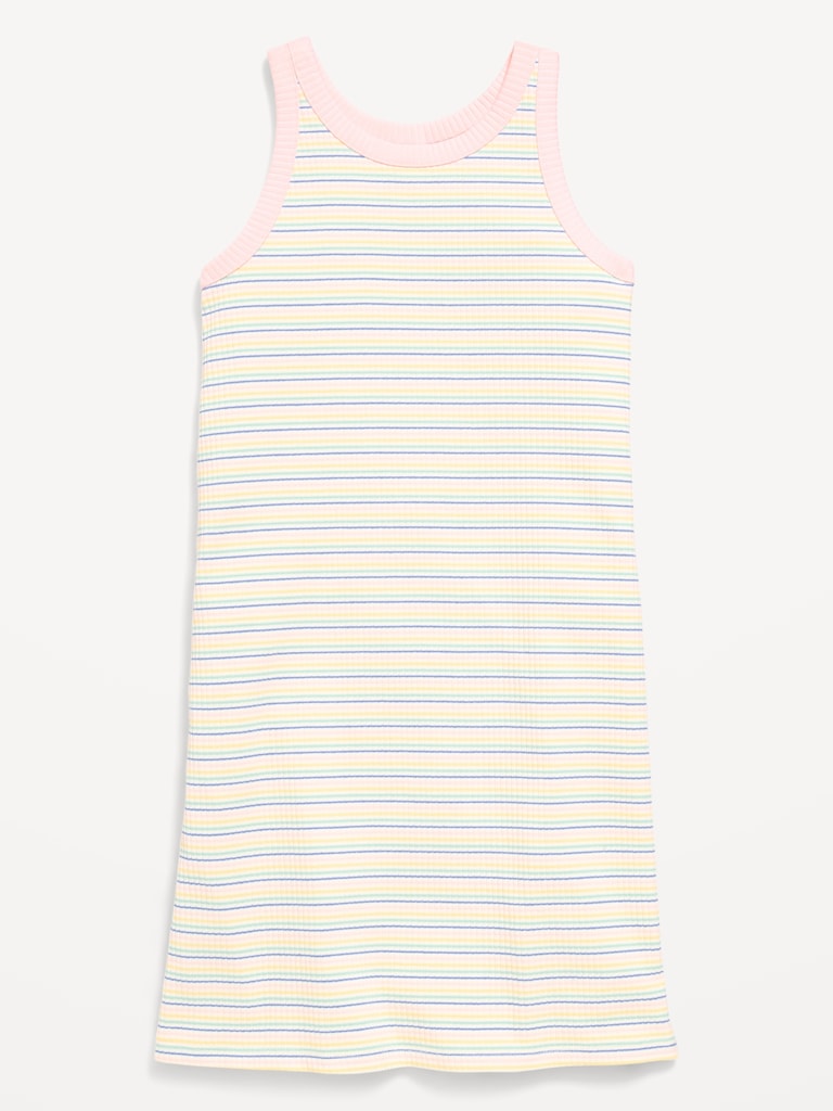 Printed Ribbed Tank Dress for Girls