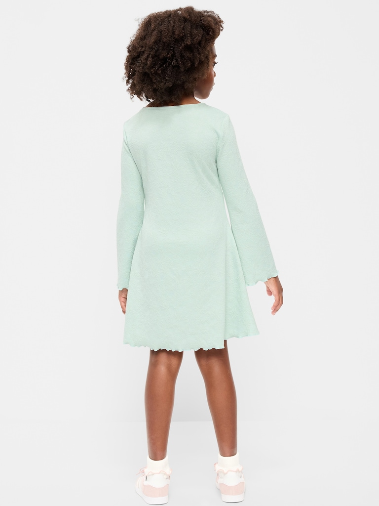 Long-Sleeve Textured Knit Fit and Flare Dress for Girls