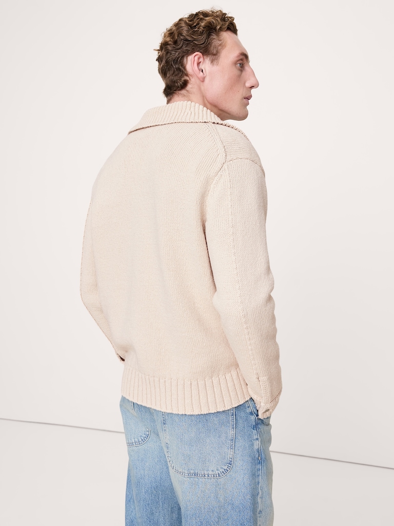 Italian Cotton-Blend Sweater Jacket