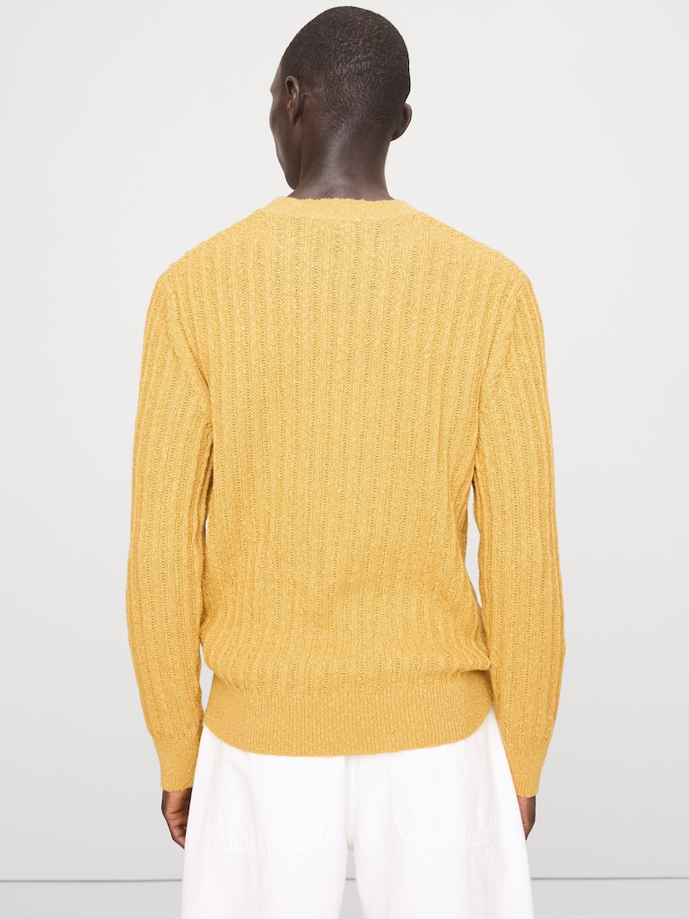 Cotton-Linen Blend Crew-Neck Sweater