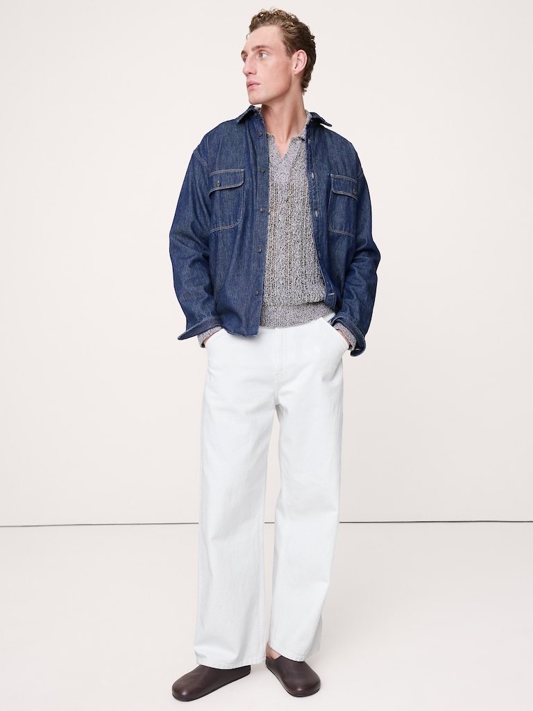 Cotton-Blend Zig-Zag Sweater Polo