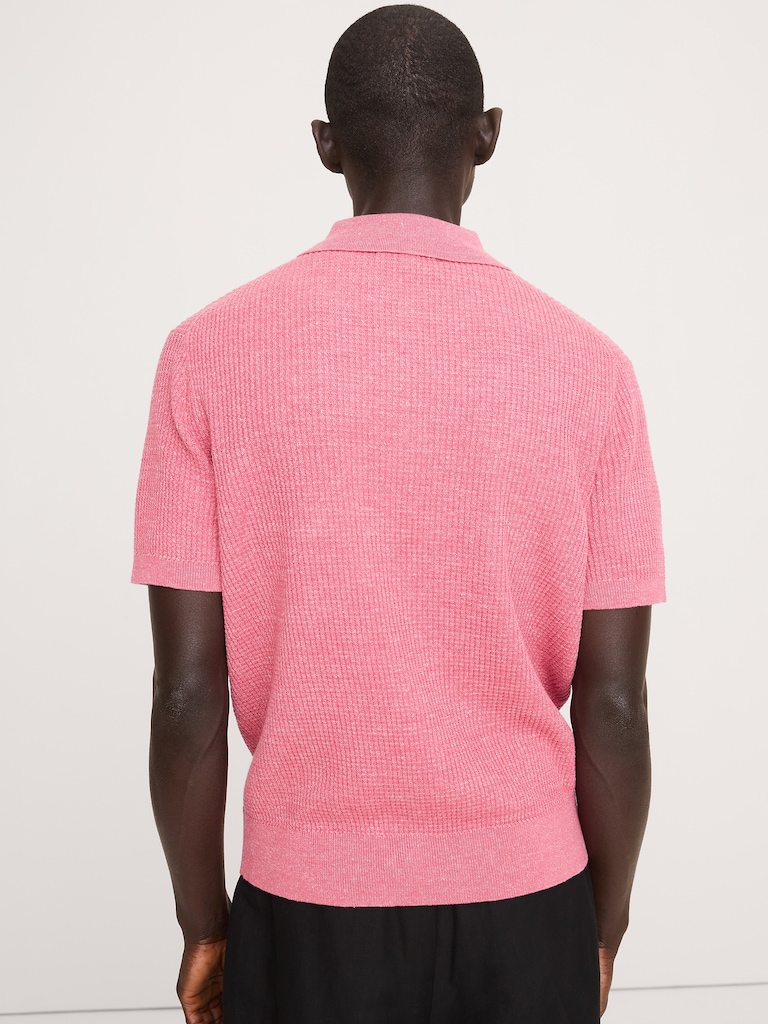 Linen-Cotton Sweater Polo