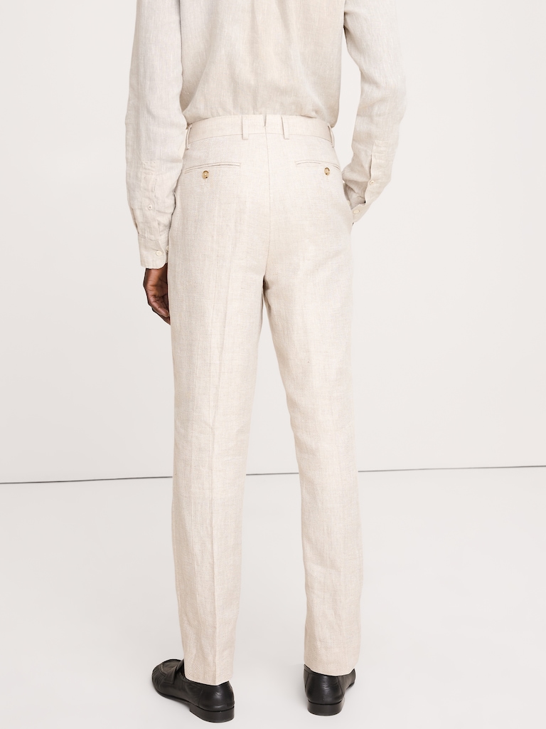Slim Herringbone Linen Suit Pant