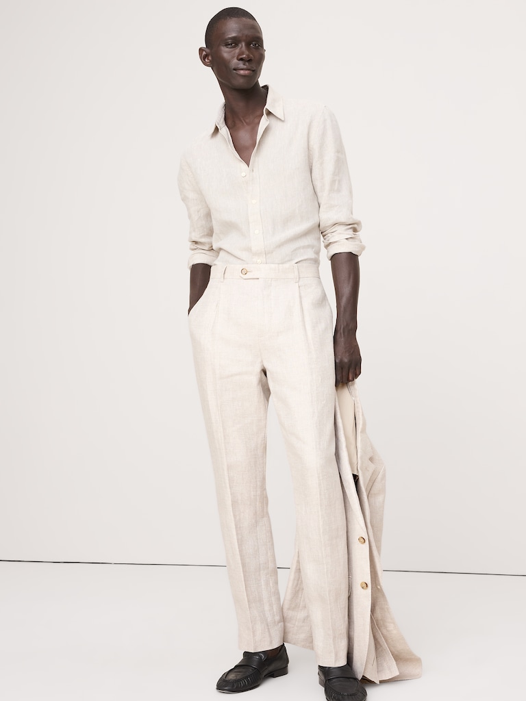 Slim Herringbone Linen Suit Pant