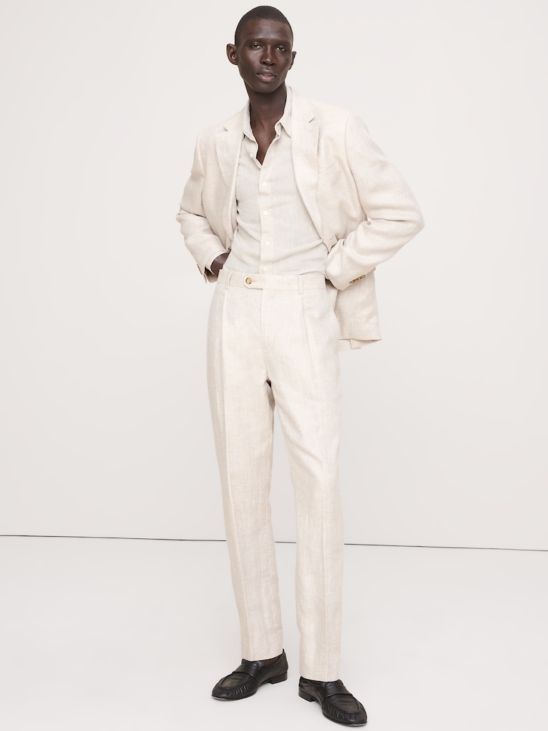 Slim Herringbone Linen Suit Pant