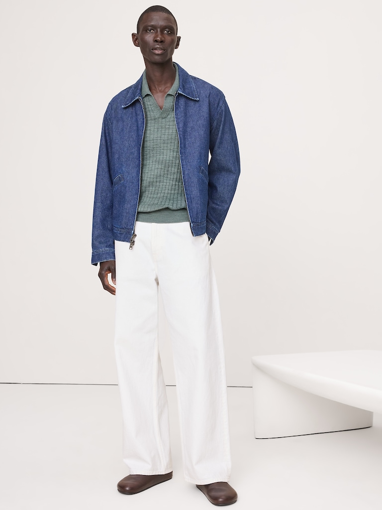 Linen-Cotton Slub Sweater Polo