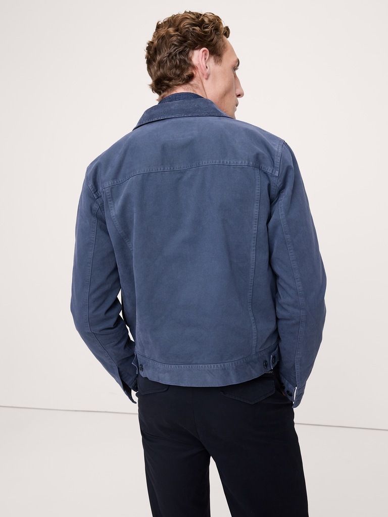 Cotton Twill Mechanic's Jacket with Corduroy Collar