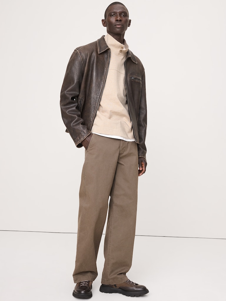 Cotton Fleece Mock Neck Sweatshirt