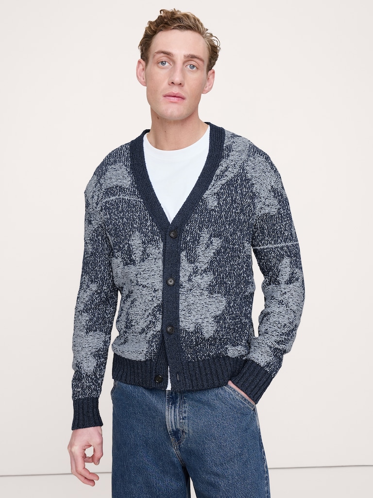 Floral Cotton-Linen Blend Cardigan