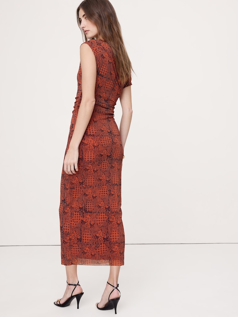 Mesh Off-Shoulder Maxi Dress