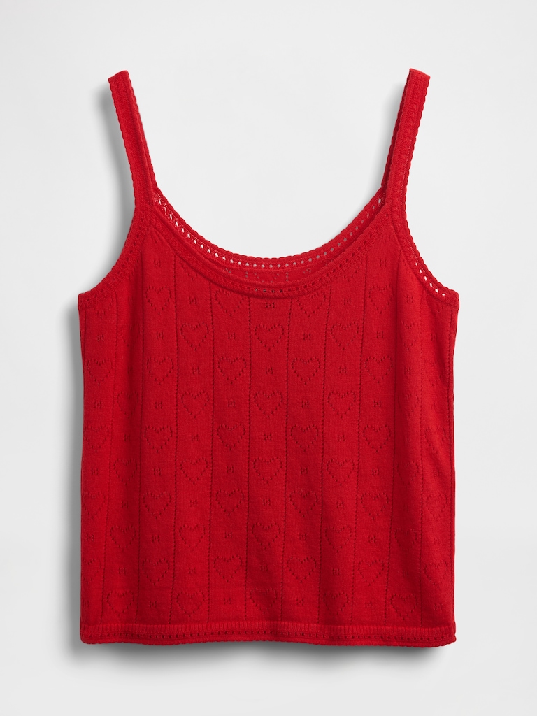 Lightweight CashSoft Pointelle Heart PJ Tank Top