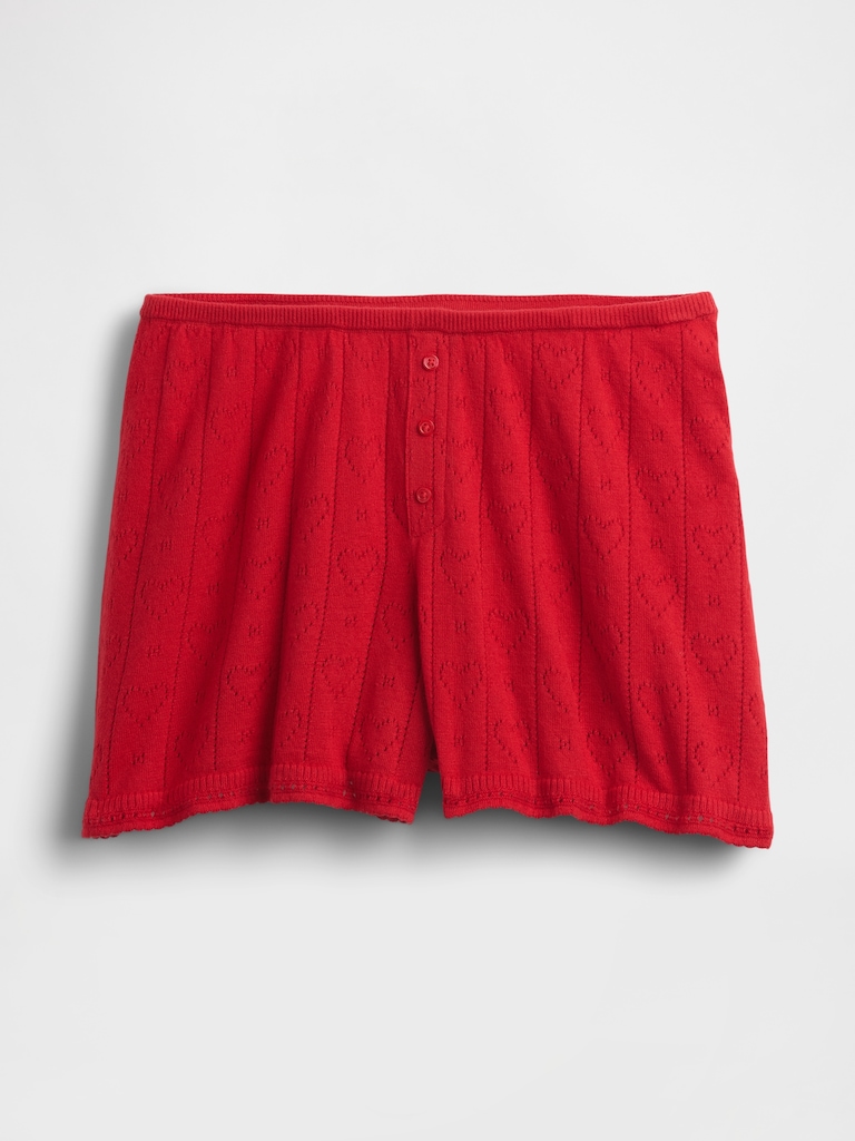 Lightweight CashSoft Pointelle Heart PJ Shorts
