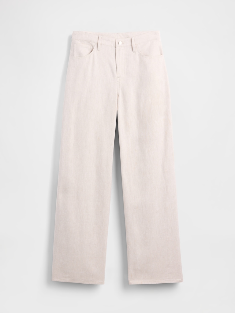 Linen-Cotton Wide-Leg Pants