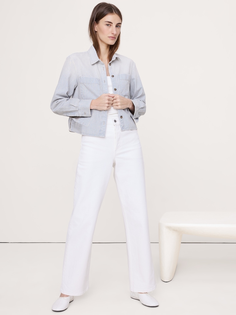 Denim Cropped Utility Shirt