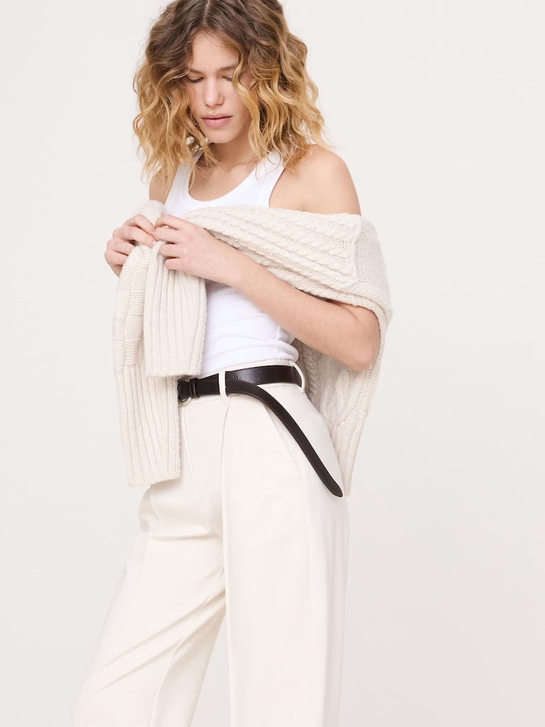 High-Rise Tapered Drapey Ponte Pull-On Pant