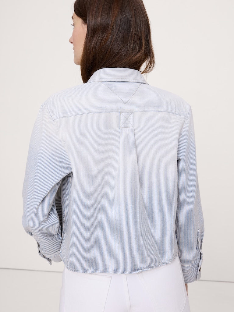 Denim Cropped Utility Shirt