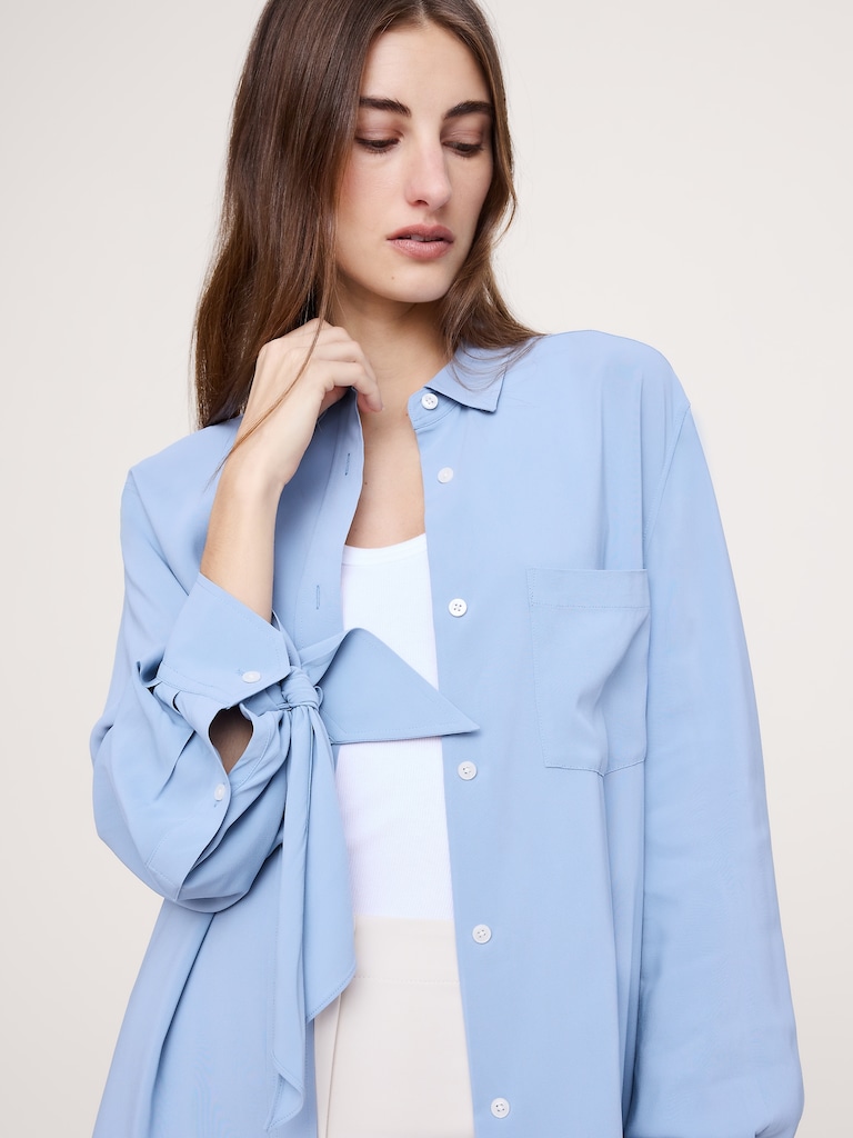 Georgette Tie-Cuff Shirt